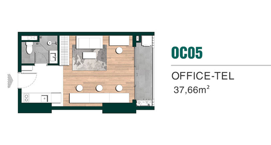 Office-tel Lavita Thuận An hướng ban công đông bắc không có nội thất diện tích 37.66m².