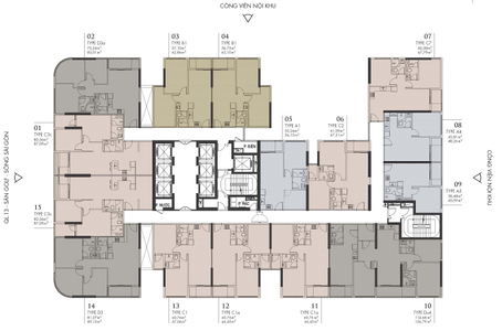  Office-tel Astral City hướng ban công bắc không có nội thất diện tích 48.26m²