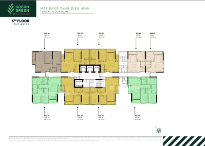 Căn hộ Urban Green hướng ban công đông bắc không có nội thất diện tích 76.87m².