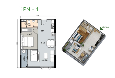 Căn hộ Picity High Park hướng ban công đông không có nội thất diện tích 48.58m²