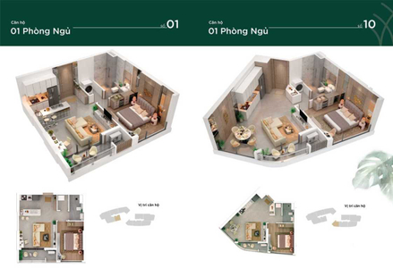 Căn hộ Thảo Điền Green, Quận 2 Căn hộ Thảo Điền Green hướng ban công nam nội thất cơ bản diện tích 55m²