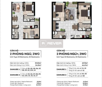 Căn hộ Westgate nội thất cơ bản diện tích 59m².