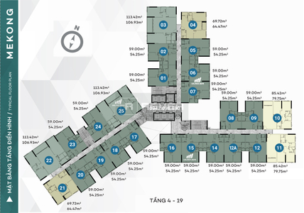 mặt bằng căn hộ WestGate Căn hộ Westgate hướng ban công nam không có nội thất diện tích 59m²