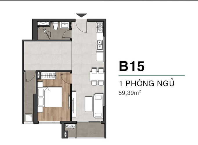  Căn hộ Moonlight Centre Point nội thất cơ bản diện tích 59.39m²