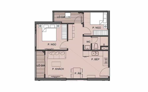  Căn hộ Vinhomes Grand Park hướng ban công tây bắc không có nội thất diện tích 59.2m²