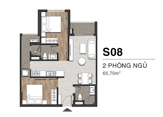  Căn hộ Moonlight Centre Point không có nội thất diện tích 65m²
