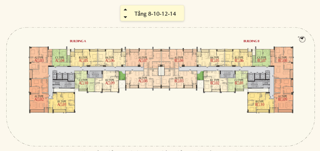 Căn hộ The Ascentia hướng ban công đông nam không có nội thất diện tích 108.8m²