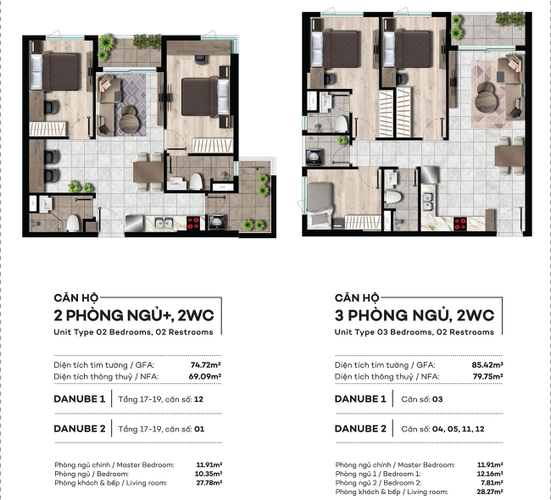  Căn hộ Westgate nội thất cơ bản diện tích 85m².