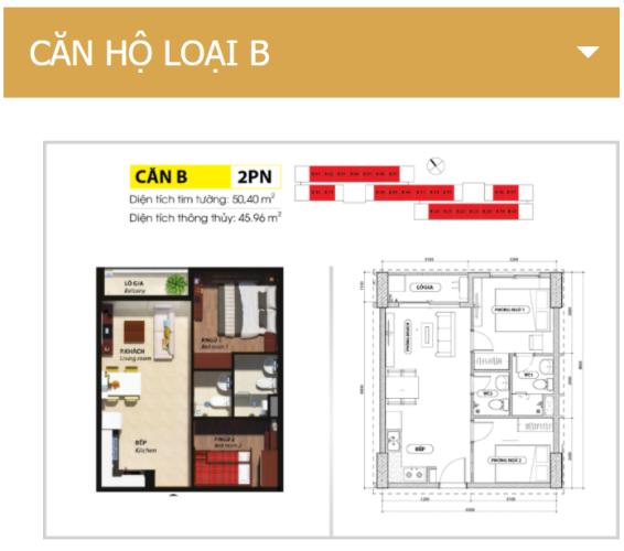 Mặt bằng căn hộ Căn hộ Bcons Suối Tiên tầng cao, nội thất cơ bản.