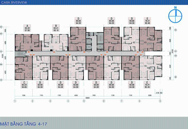 Mặt bằng chung căn hộ West Intela, Quận 8 Căn hộ West Intela hướng ban công đông nam nội thất cơ bản diện tích 64m²