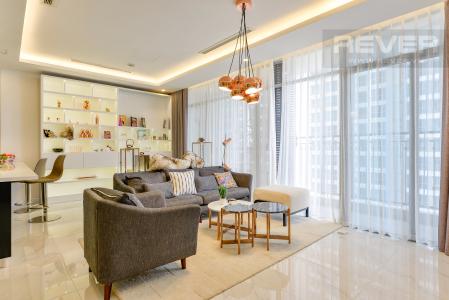 Phòng khách Căn hộ Vinhomes Central Park tầng thấp C1 thiết kế đẹp, đầy đủ tiện nghi