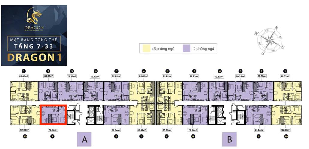 Mặt bằng tầng căn hộ Topaz Elite Căn hộ Topaz Elite ban công hướng Đông Nam, view Thành Phố