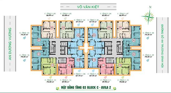 Layout The Avila 2, Quận 8 Căn hộ The Avila 2 view nội khu, bàn giao thô.