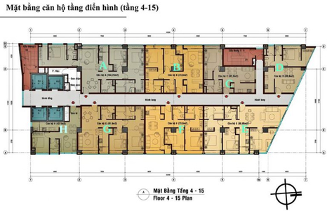 Mặt bằng chung căn hộ C.T Plaza Minh Châu, Quận 3 Căn hộ C.T Plaza Minh Châu tầng 12 diện tích 73.8m2, không có nội thất.