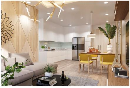 Phối cảnh căn hộ Topaz Elite Căn hộ Topaz Elite tầng trung, ban công hướng Đông Nam, 2 phòng ngủ.