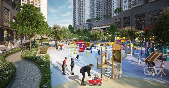 Công viên dự án Q7 Saigon Riverside Bán căn hộ Q7 Saigon Riverside tầng cao, view hồ bơi nội khu.