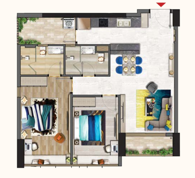 Căn hộ Phú Mỹ Hưng Midtown, bàn giao không có nội thất.