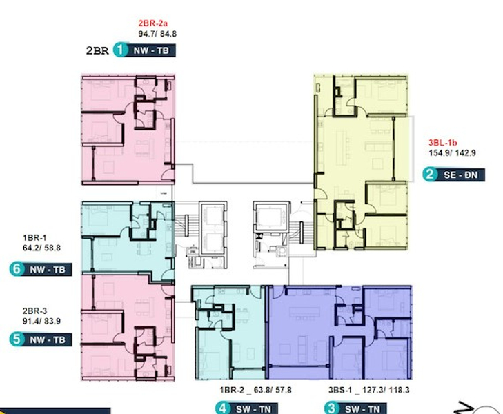 Căn hộ Empire City nội thất cơ bản diện tích 63.8m²