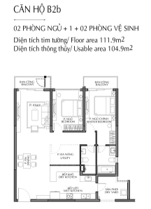 Layout căn hộ Diamond Brilliant, Quận Tân Phú Căn hộ Diamond Brilliant tầng 7 diện tích 111.9m2, có thêm 1 phòng đa năng.