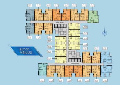 Mặt bằng block Venus Căn hộ Q7 Saigon Riverside tầng cao, hoàn thiện cơ bản