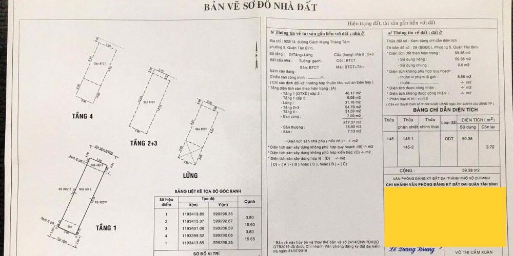 Nhà phố hướng cửa Tây Nam hẻm xe hơi, diện tích sử dụng 217m2.