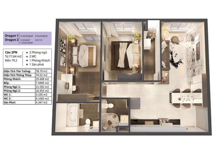 Phối cảnh căn hộ Topaz Elite Căn hộ Topaz Elite tầng cao, ban công hướng Tây Bắc mát mẻ.