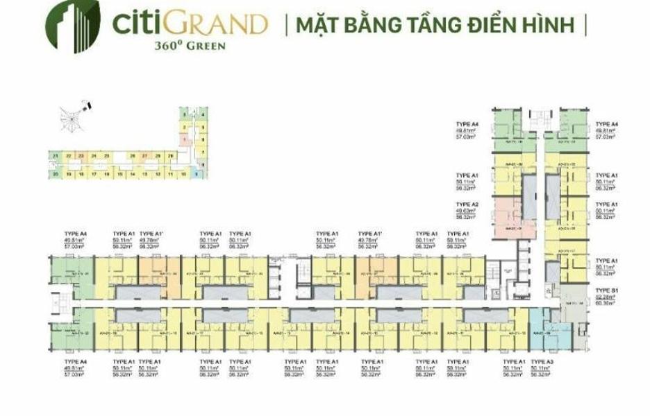 layout dự án Citigrand quận 2 Căn hộ Citi Grand hướng Tây Nam, bàn giao nội thất cơ bản.