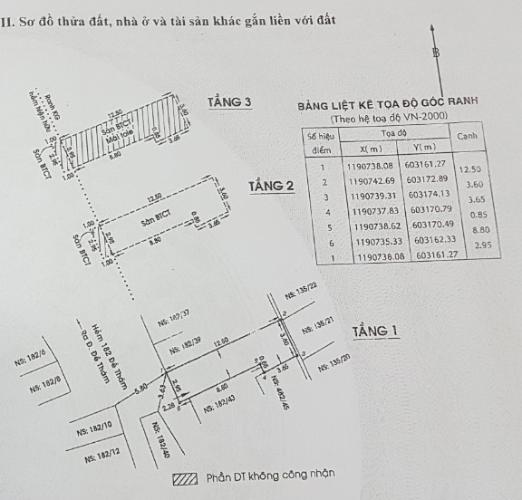 Mặt bằng sàn nhà phố quận 1 Bán nhà hẻm Đề Thám 2m, ban công và cửa hướng Tây  Nam.