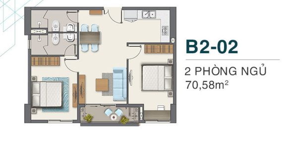 Layout Căn hộ Q7 Boulevard, Quận 7 Căn hộ Q7 Boulevard thiết kế sang trọng, nội thất cơ bản.