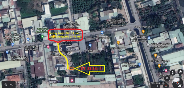 Vị trí đất nền Quận 12 Đất nền diện tích 53.3m2 rộng thoáng, sau lưng trường ĐH Nguyễn Tất Thành.