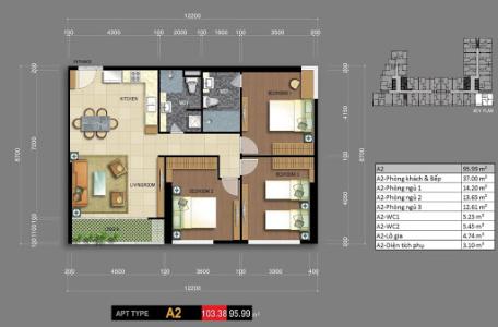 Mặt bằng căn hộ Carillon 7, Tân Phú Căn hộ chung cư Carillon 7 nội thất cơ bản cao cấp, view thoáng mát.